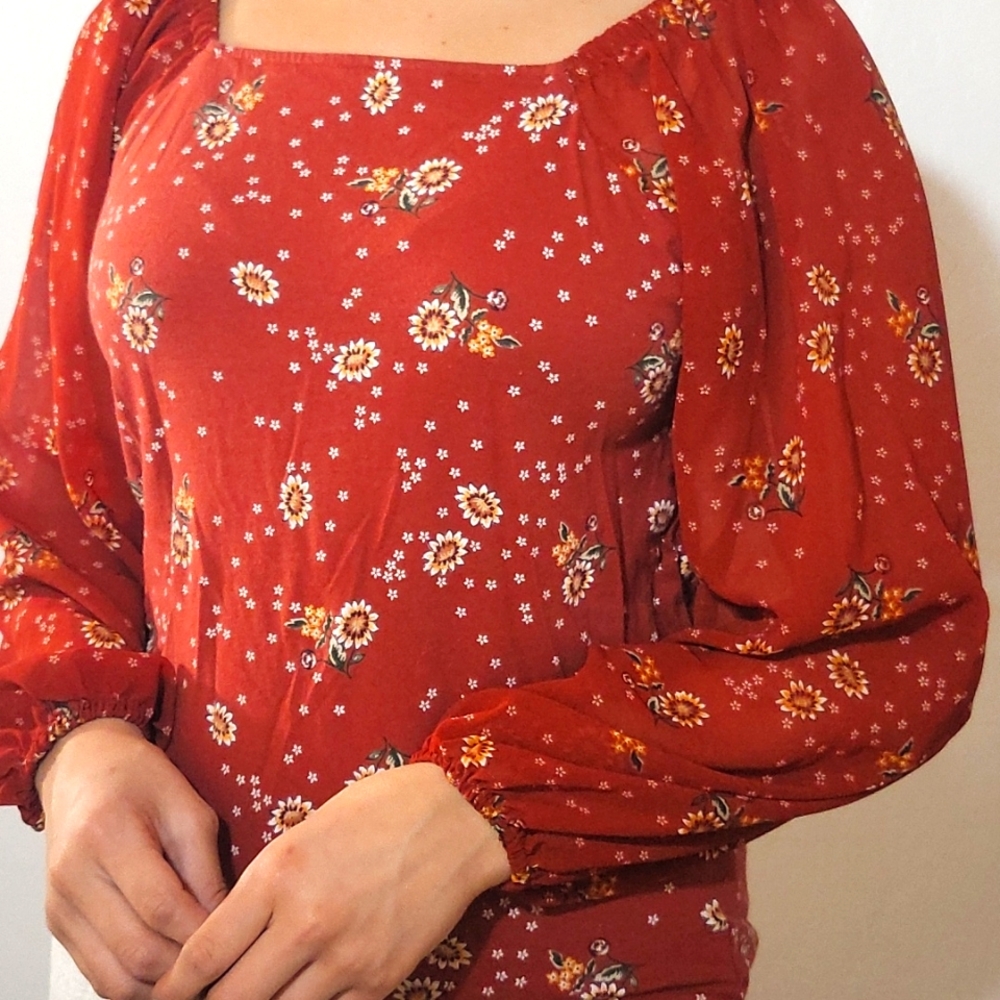 Loft Red Puff Long Sleeve